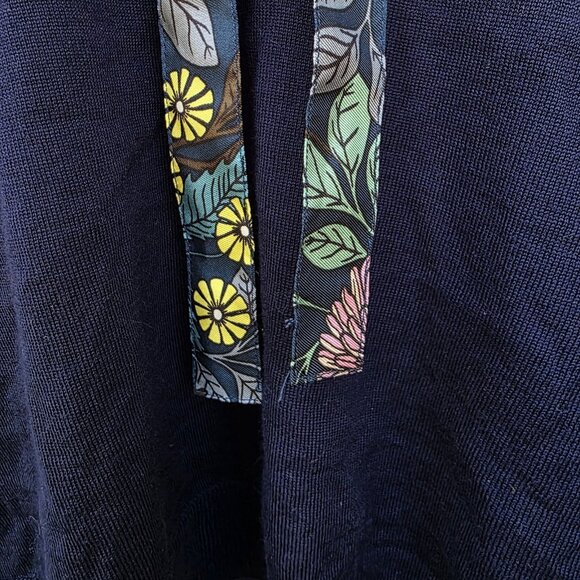 J. Crew Navy Blue X Abigail Borg Blue Merino Wool Tie-Neck Sweater Size M - Picture 6 of 7